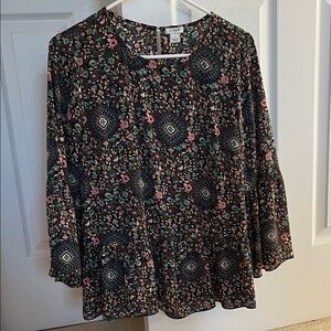 J Crew blouse, ruffled sleeves and bottom